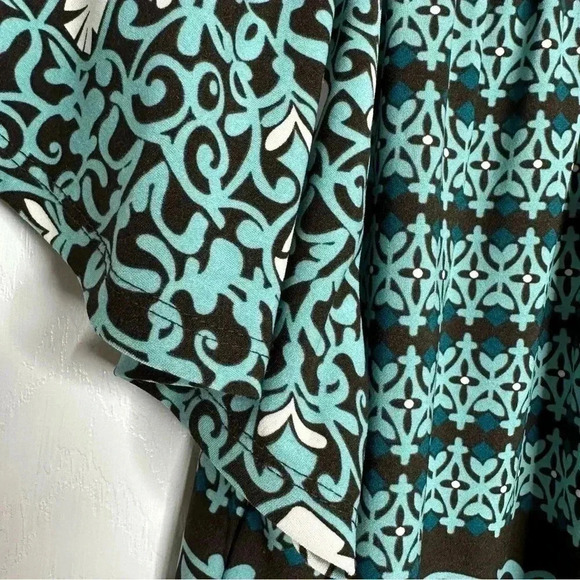 Inc International Concepts Short  Sleeved Blouse Ruffled Sleeves Brown/Blue Med - Picture 9 of 16